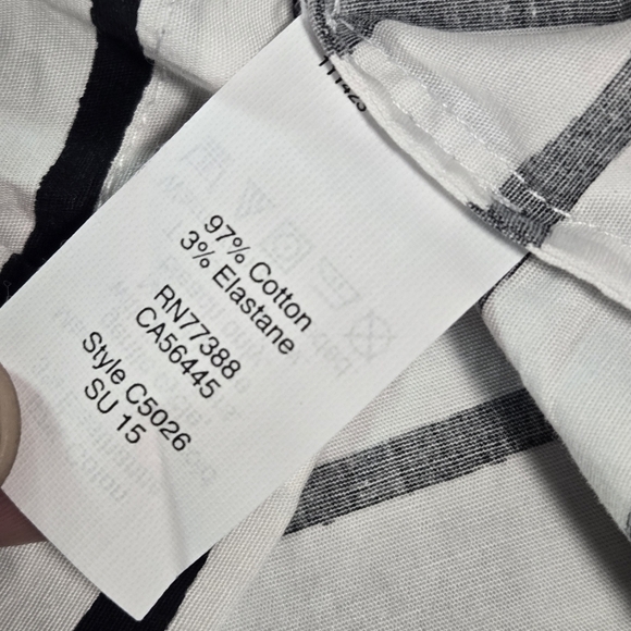 J Crew Wom Medium Black White Stripe Short Sleeve Blouse Cotton Parisian Spring - Picture 8 of 12